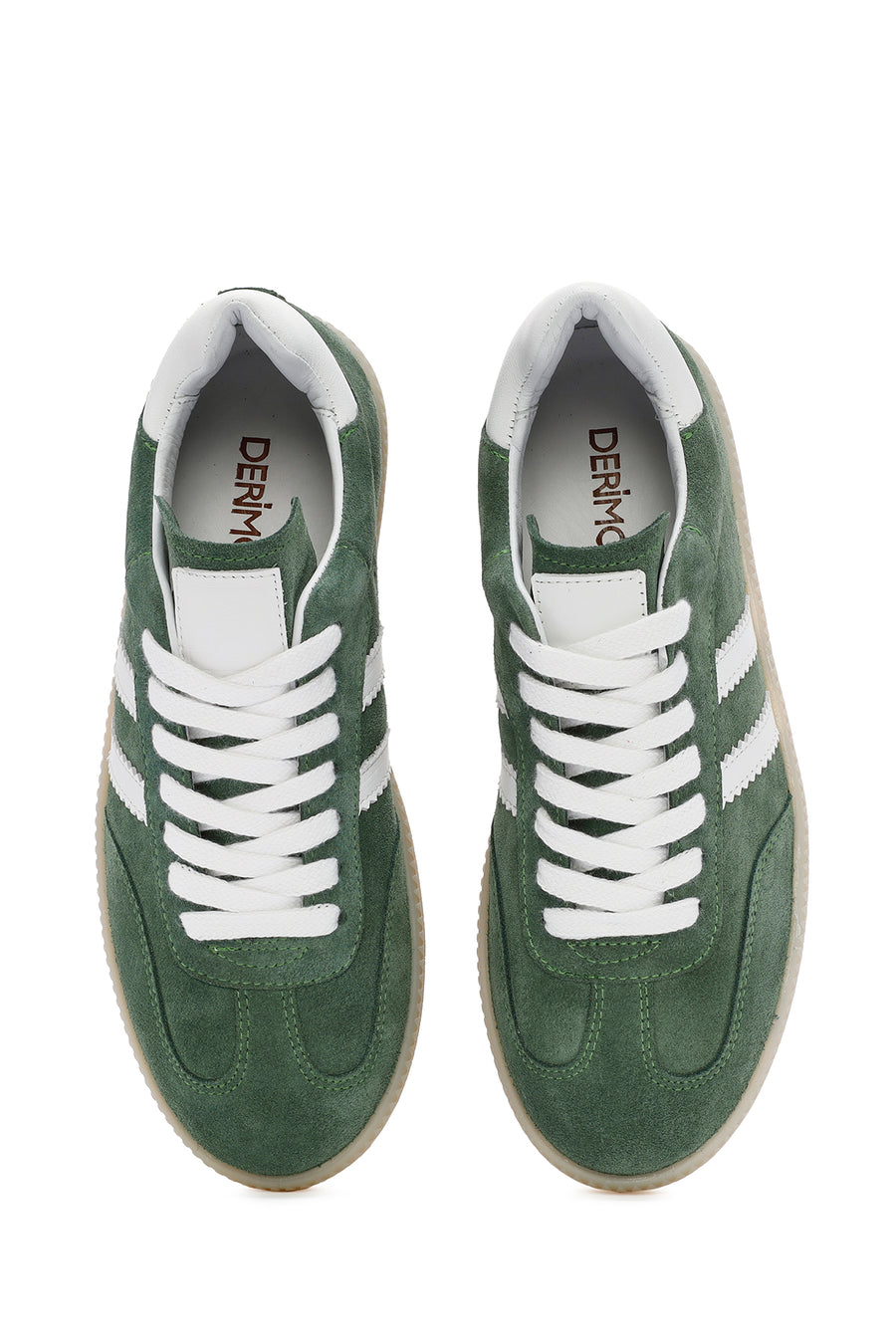 Kadın Yeşil Bağcıklı Süet Deri Sneaker