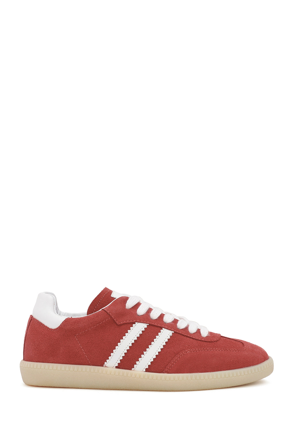 Kadın Kırmızı Bağcıklı Süet Deri Sneaker