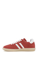 Women's Red Lace-Up Suede Leather Sneakers | Derimod