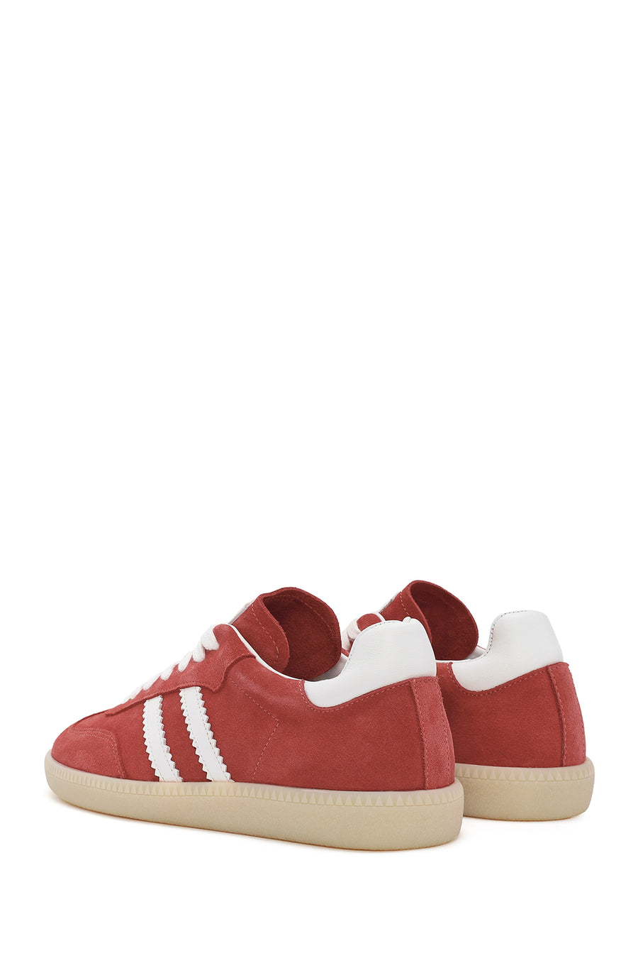Kadın Kırmızı Bağcıklı Süet Deri Sneaker