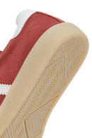 Women's Red Lace-Up Suede Leather Sneakers | Derimod
