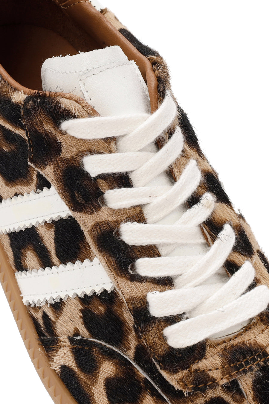 Women's Leopard Lace-Up Leather Sneakers