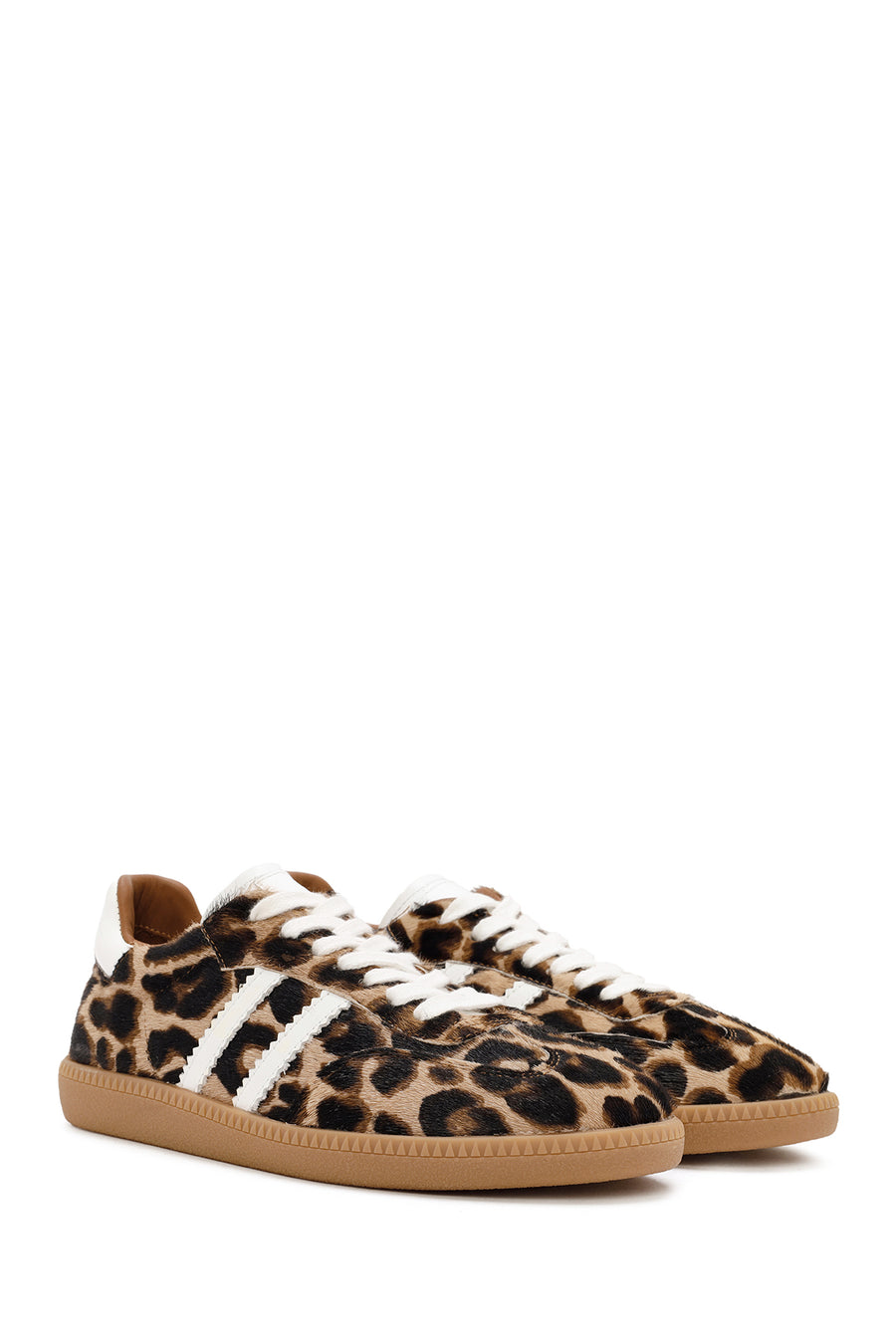 Women's Leopard Lace-Up Leather Sneakers