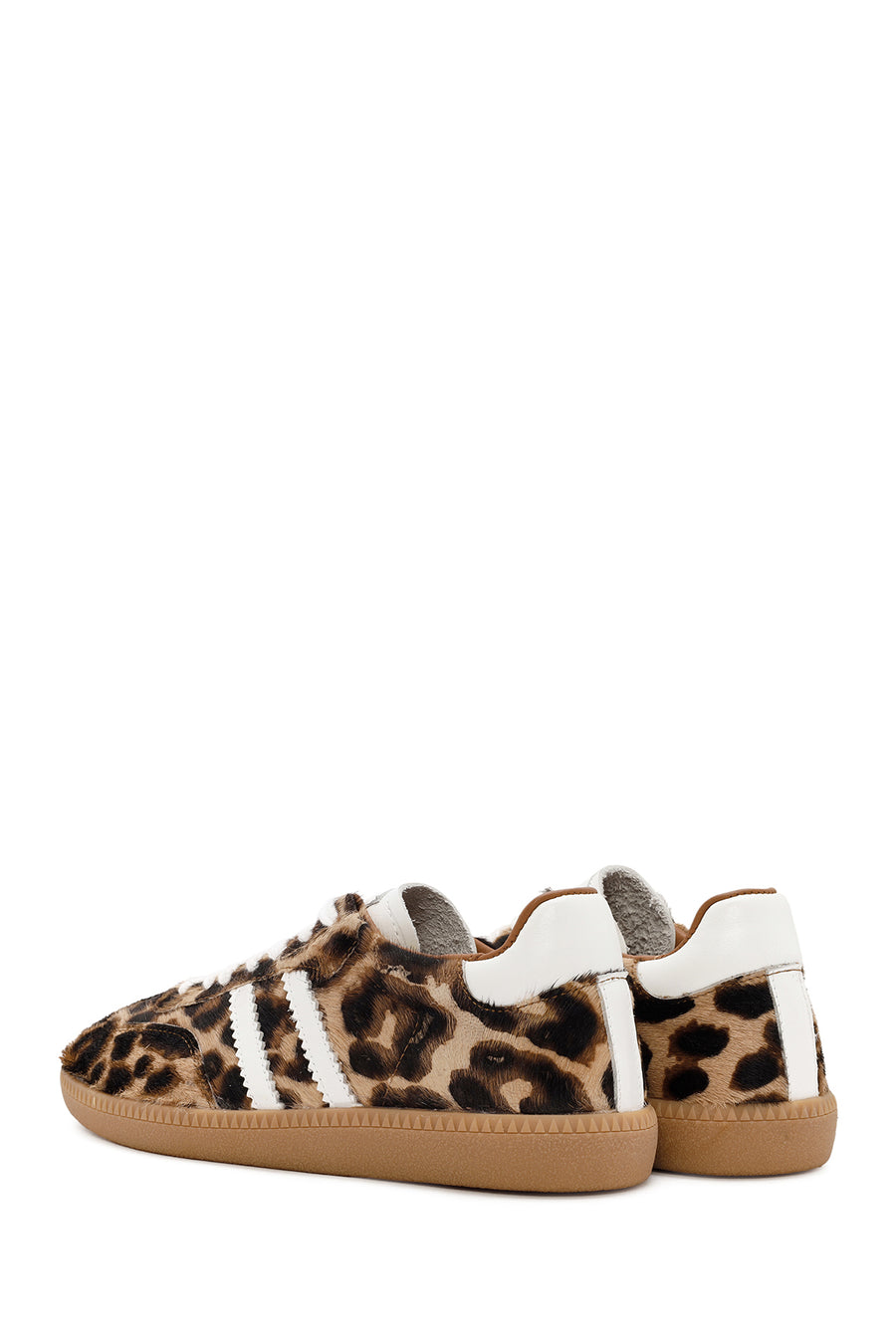 Women's Leopard Lace-Up Leather Sneakers