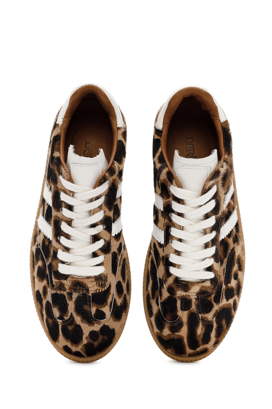 Women's Leopard Lace-Up Leather Sneakers