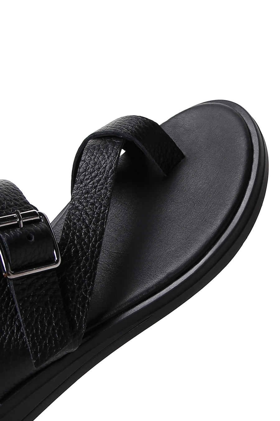 Women's Black Flip Flops Leather Slippers