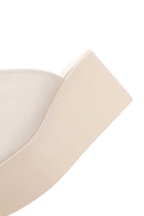 Women's Beige Wedge Heeled Leather Slippers | Derimod