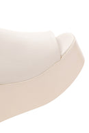 Women's Beige Wedge Heeled Leather Slippers | Derimod