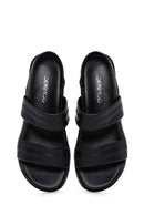 Women's Black Leather Comfort Sandals | Derimod