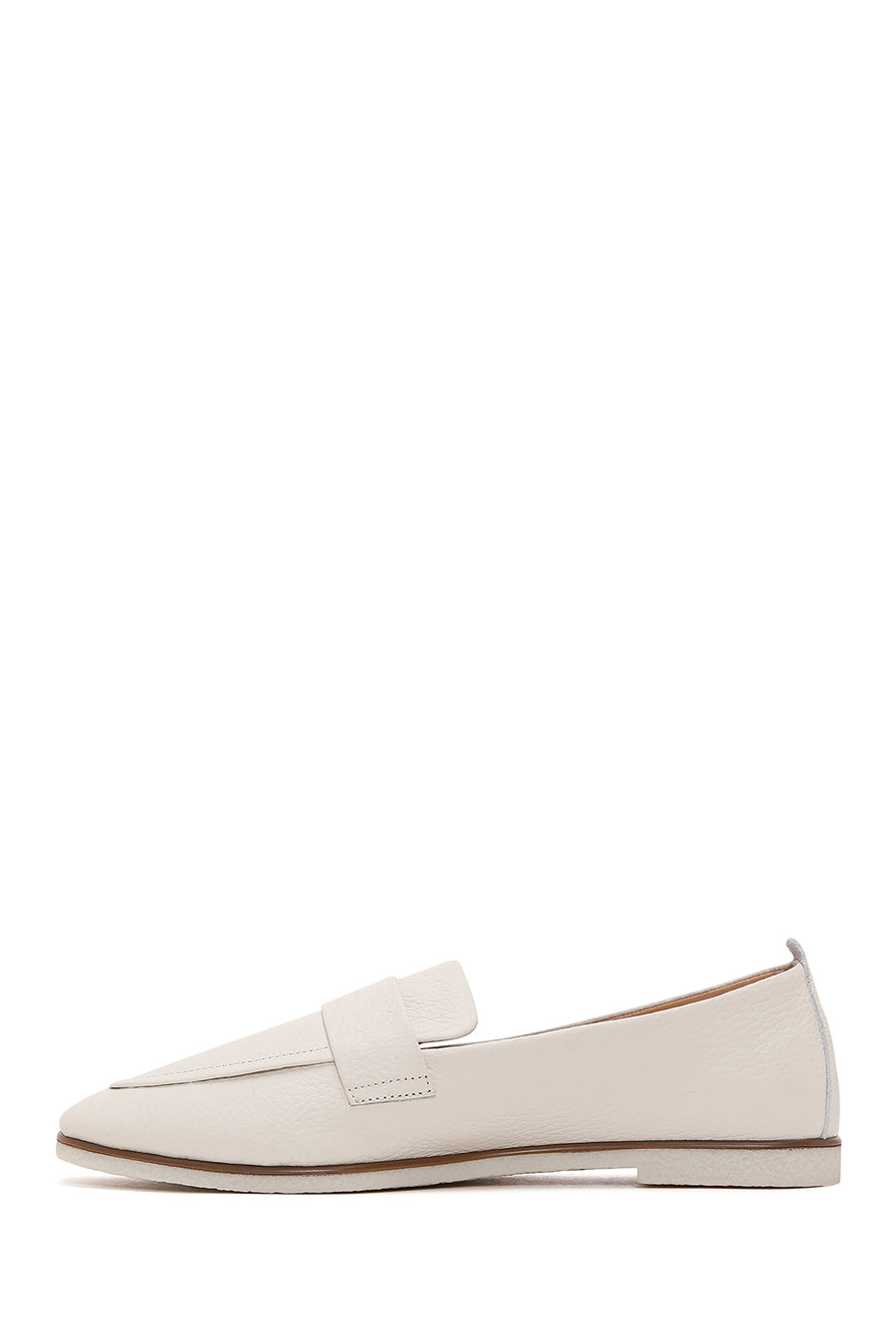 Kadın Bej Deri Maskülen Loafer