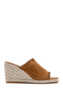 Kadın Taba Dolgu Topuklu Süet Deri Espadril Terlik | Derimod