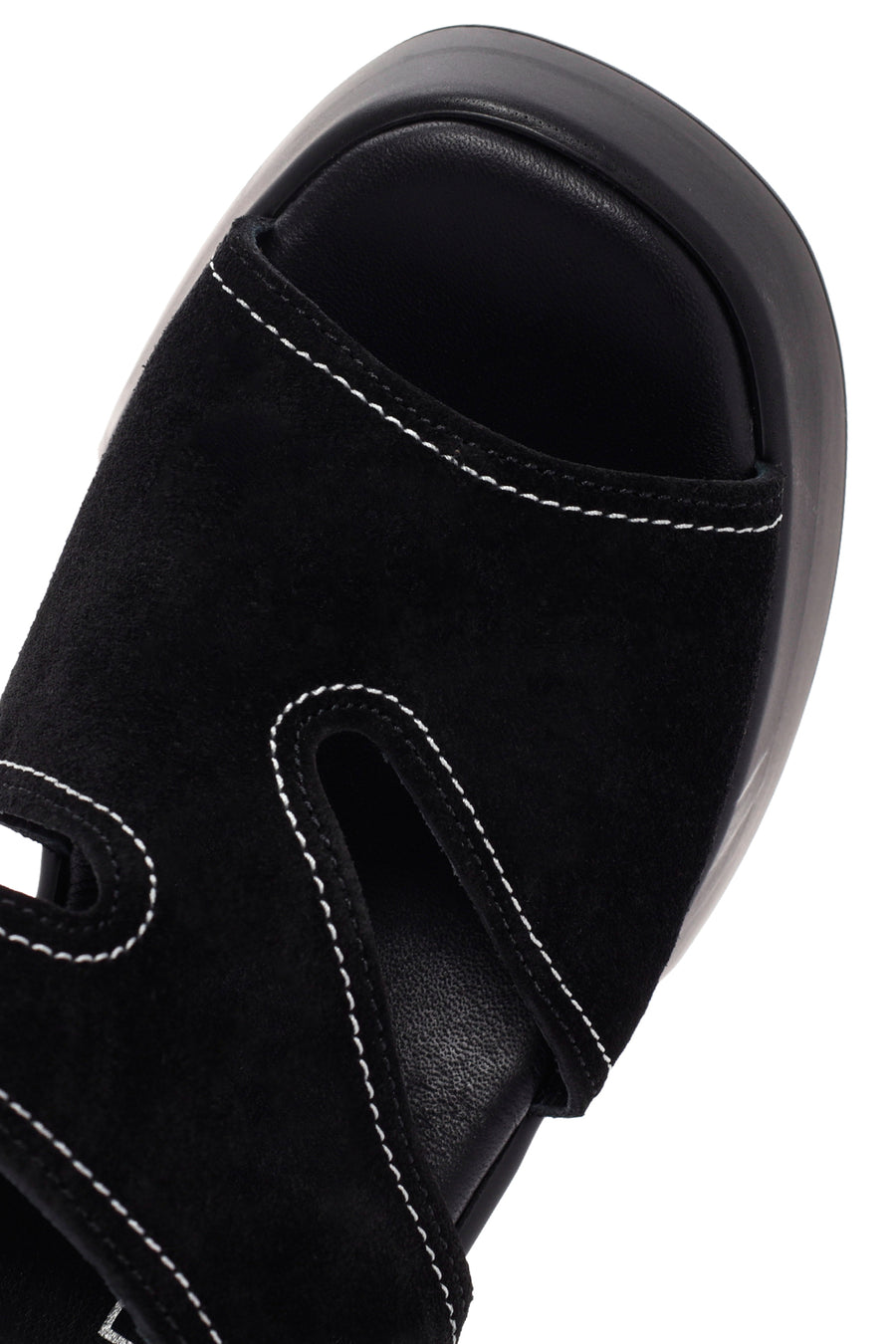 Women's Black Ankle Strap Thick Soled Suede Leather Sandals