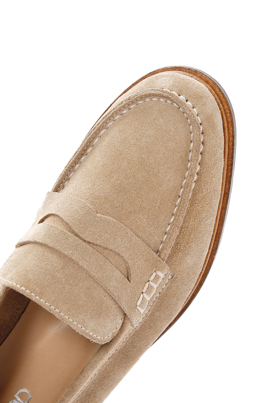 Kadın Bej Süet Deri Maskülen Loafer
