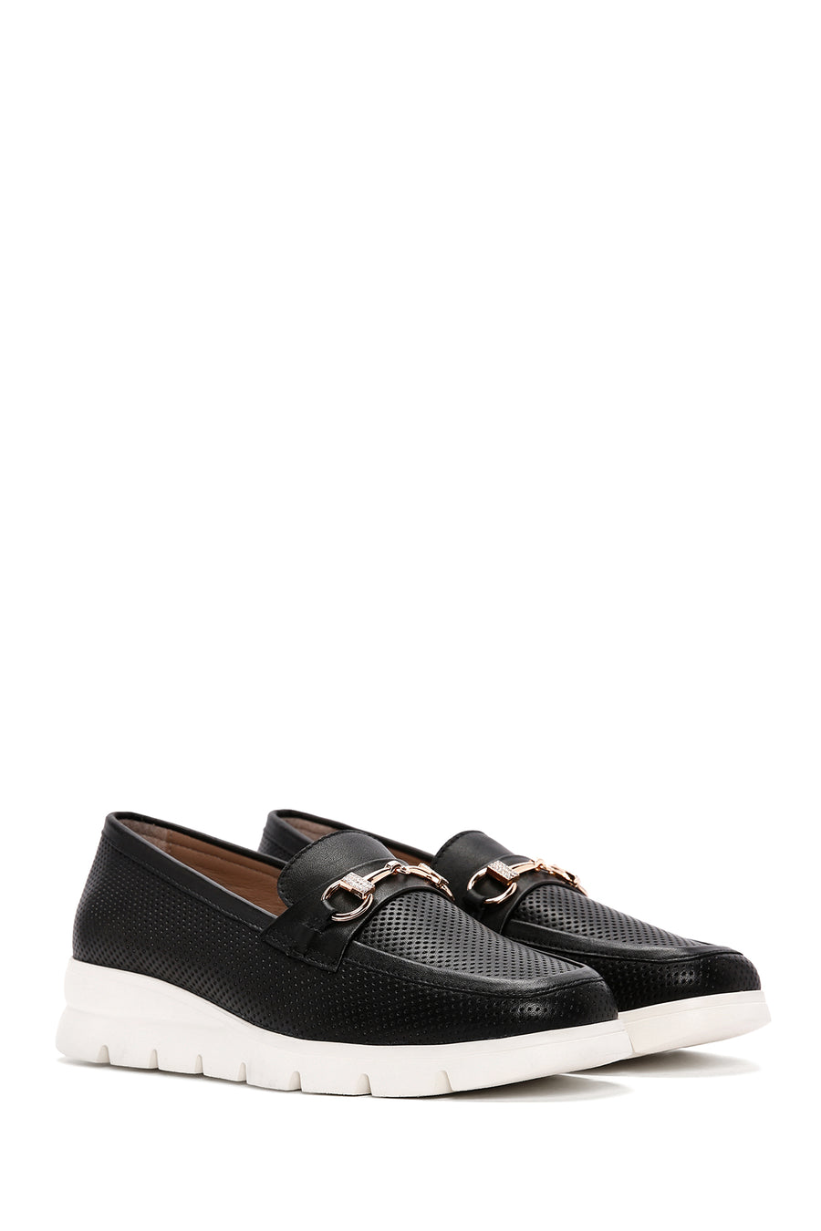 Women's Black Leather Comfort Loafer