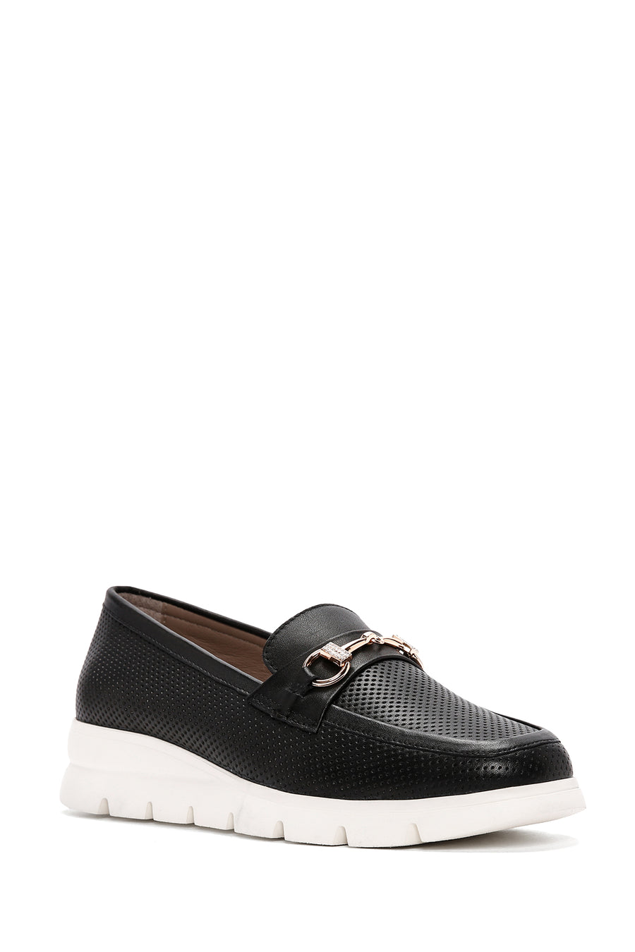 Women's Black Leather Comfort Loafer