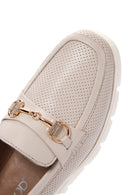 Women's Cream Leather Comfort Loafer | Derimod