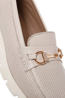 Women's Cream Leather Comfort Loafer | Derimod