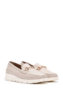 Women's Cream Leather Comfort Loafer | Derimod