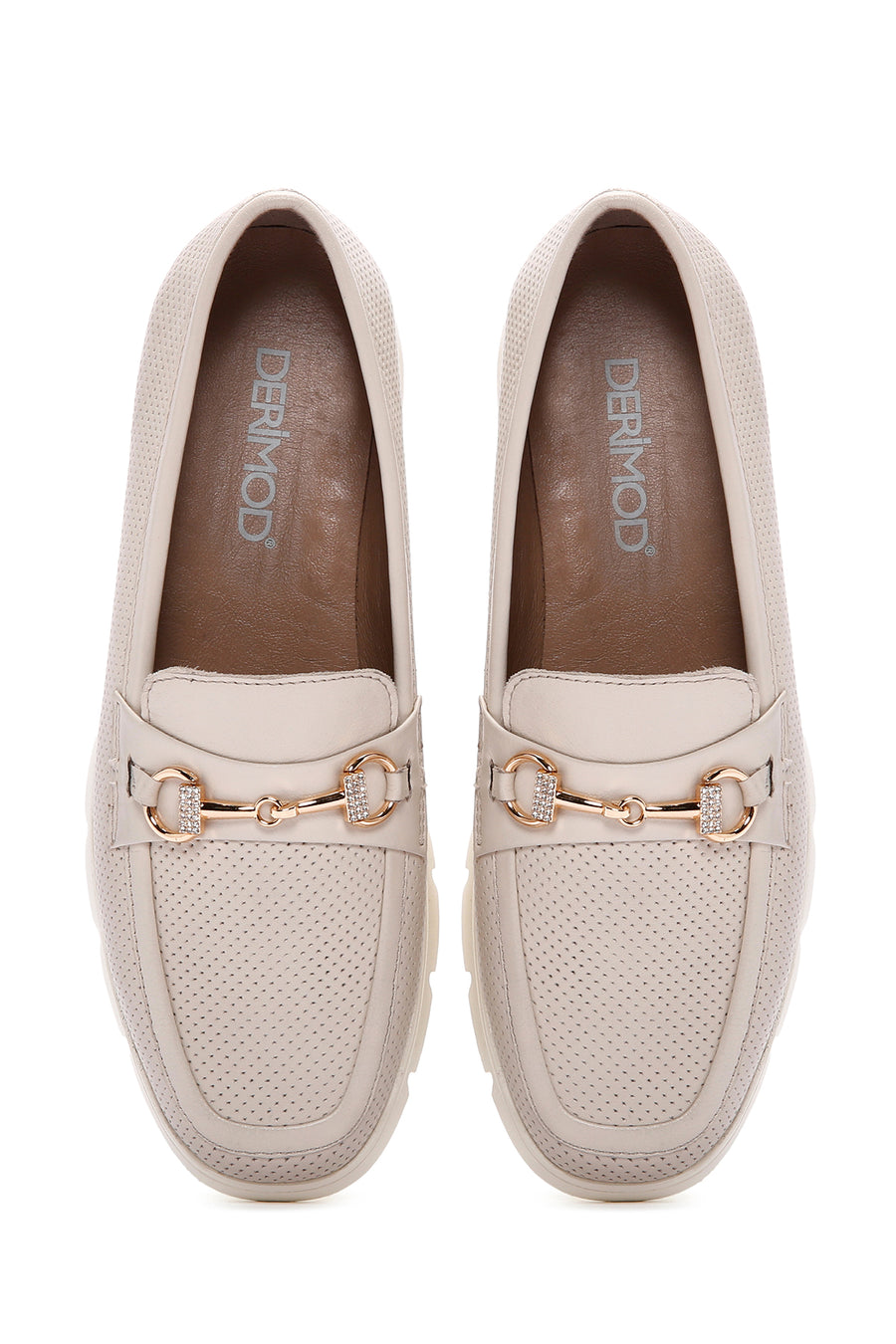 Kadın Krem Deri Comfort Loafer