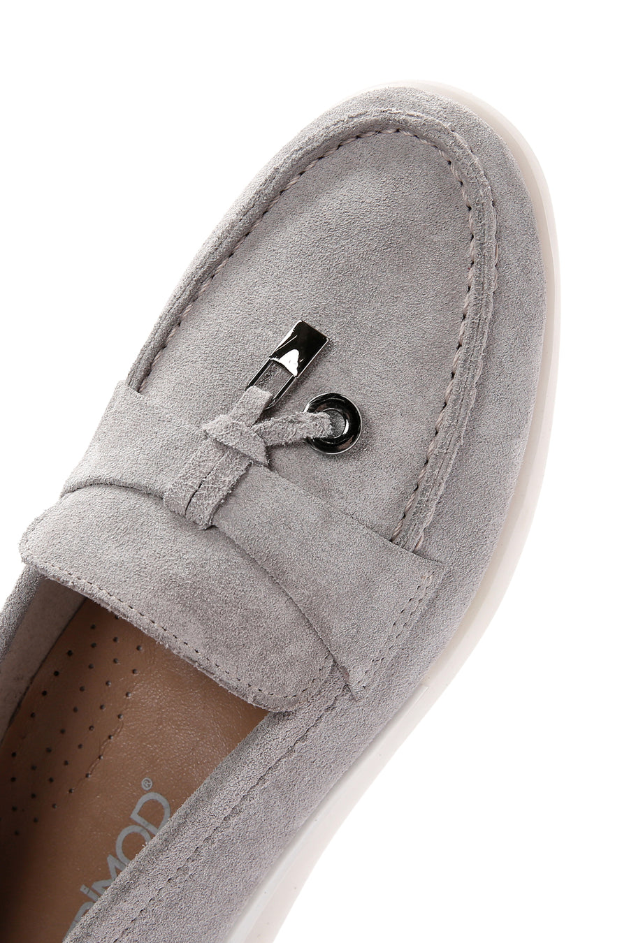Kadın Gri Süet Deri Comfort Loafer