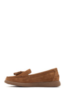 Women's Tan Suede Leather Comfort Loafer | Derimod