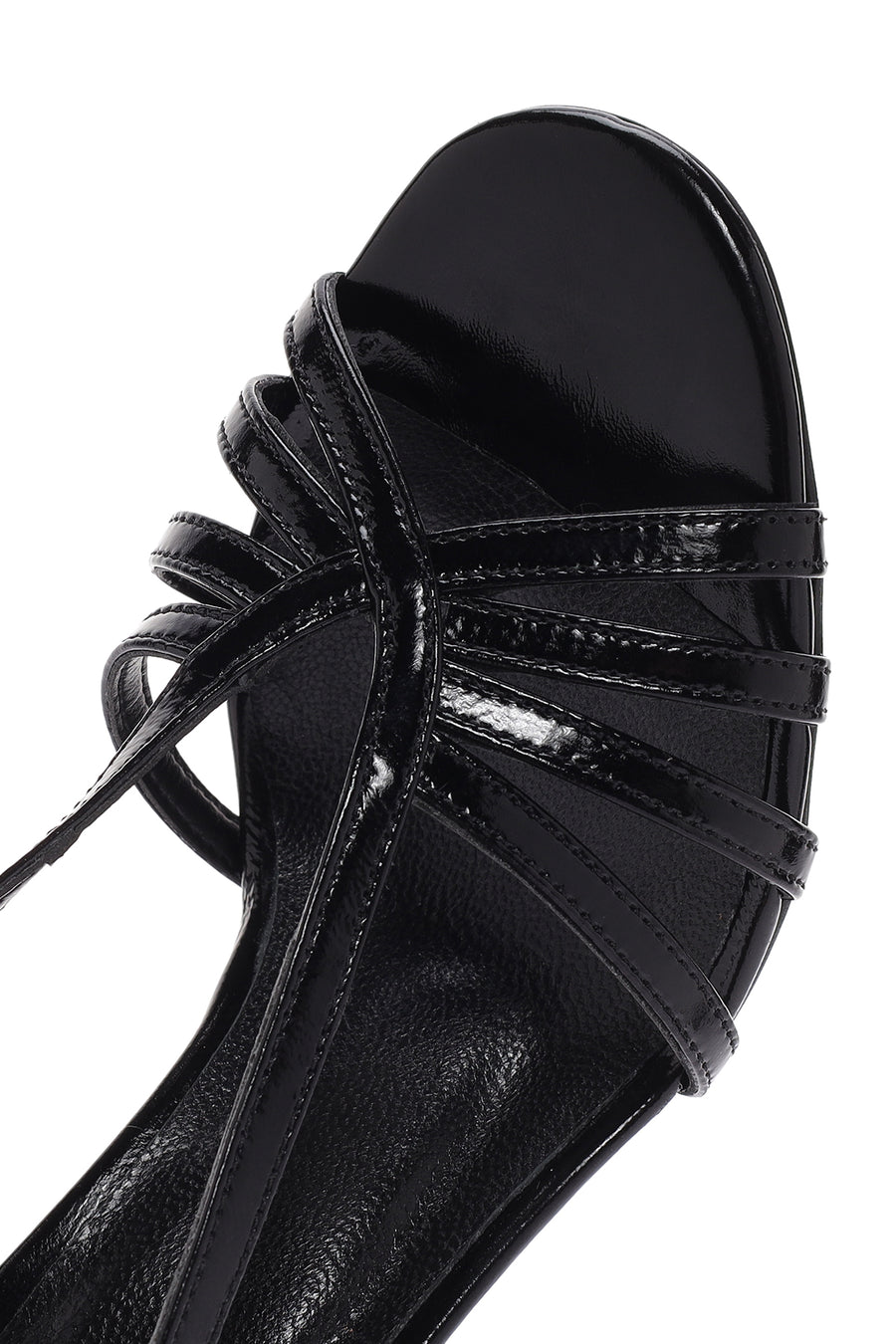 Women's Black Ankle Buckle Thin Heeled Leather Sandals