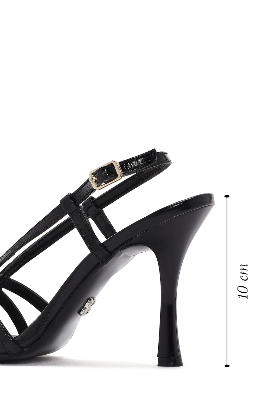 Women's Black Ankle Buckle Thin Heeled Leather Sandals