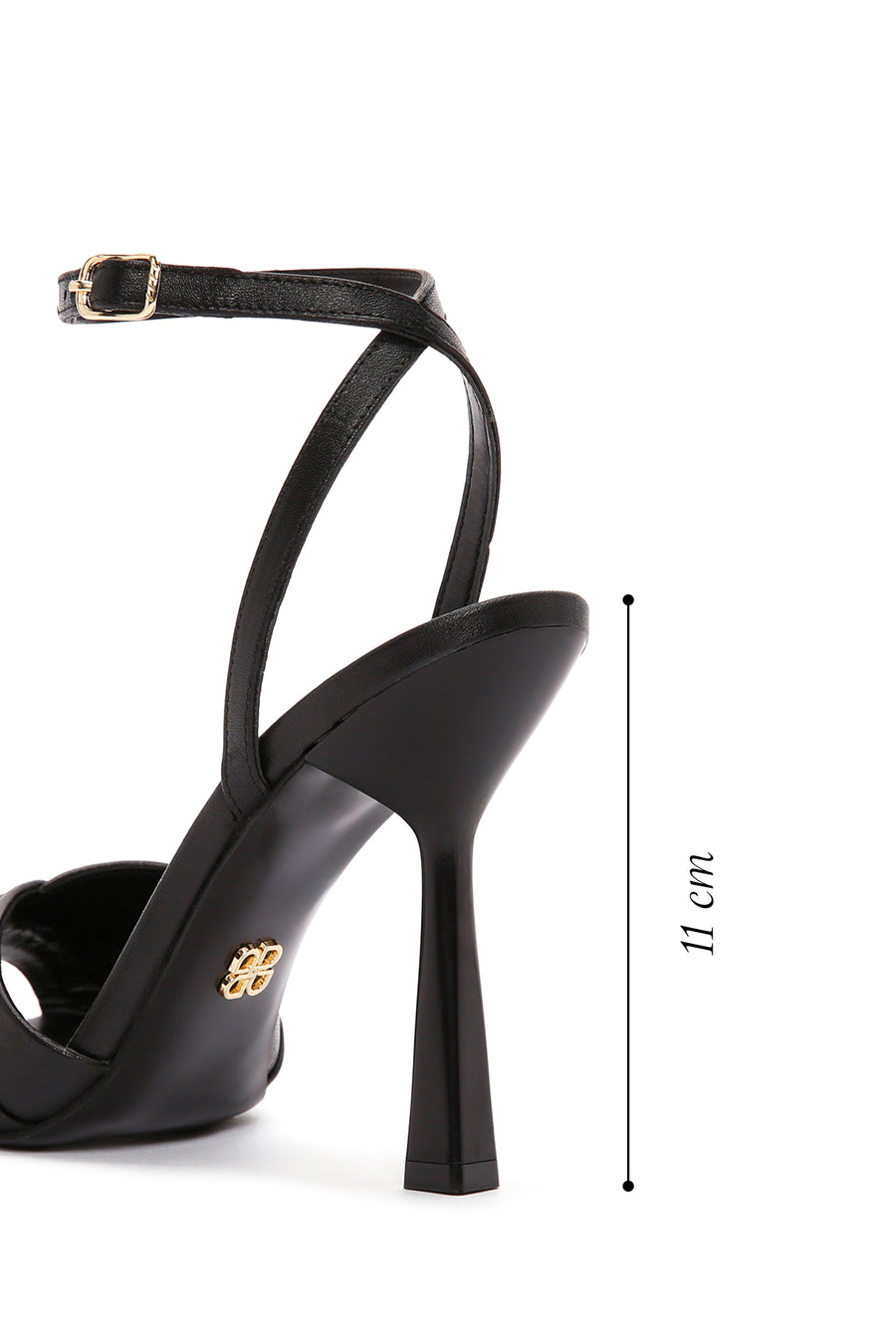Women's Black Ankle Strap Thin Heeled Leather Sandals