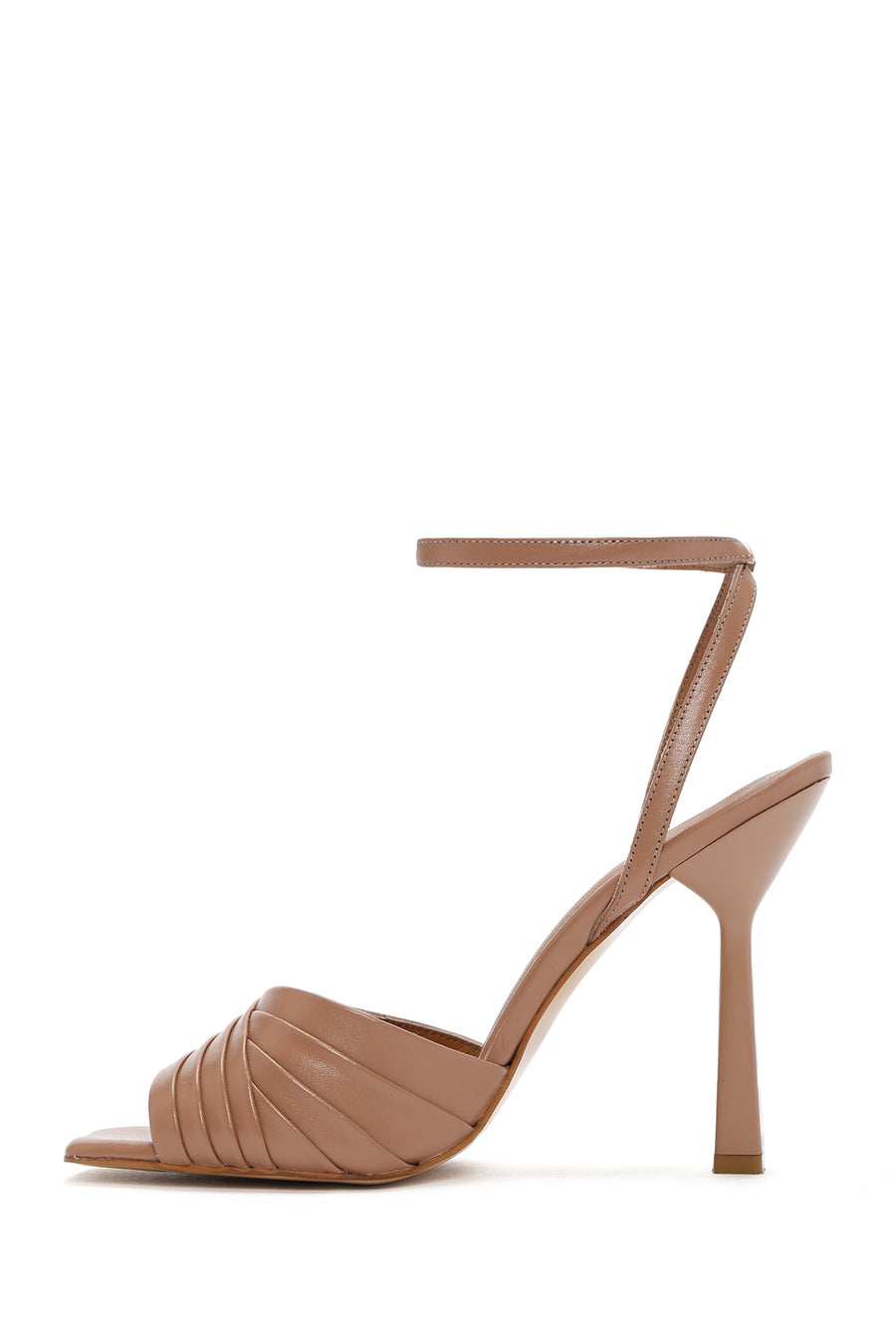 Women's Pink Ankle Strap Thin Heeled Leather Sandals