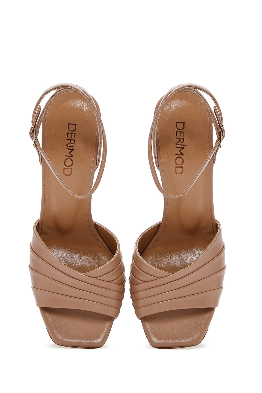 Women's Pink Ankle Strap Thin Heeled Leather Sandals