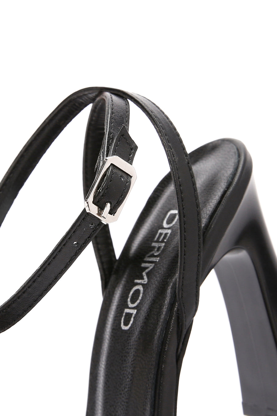 Women's Black Ankle Strap High Heel Leather Sandals
