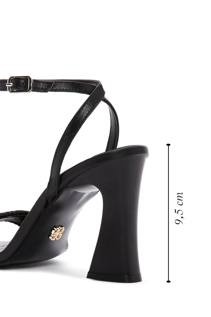 Women's Black Ankle Strap High Heel Leather Sandals