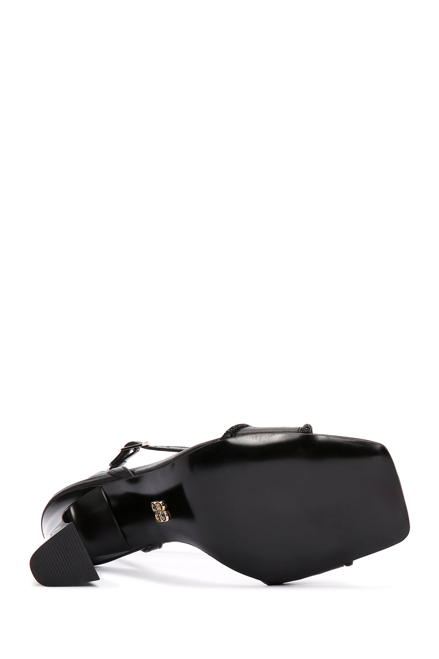 Women's Black Ankle Strap High Heel Leather Sandals