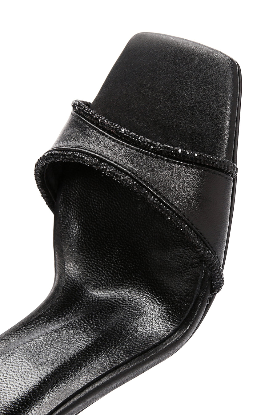 Women's Black Ankle Strap High Heel Leather Sandals