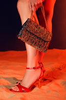 Women's Red Ankle Strap Thin Heeled Patent Leather Sandals | Derimod