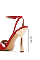 Women's Red Ankle Strap Thin Heeled Patent Leather Sandals | Derimod