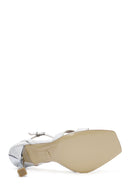 Women's White Ankle Strap Thin Heeled Leather Sandals | Derimod