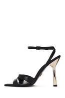 Women's Black Ankle Strap Thin Heeled Leather Sandals | Derimod