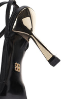 Women's Black Ankle Strap Thin Heeled Leather Sandals | Derimod