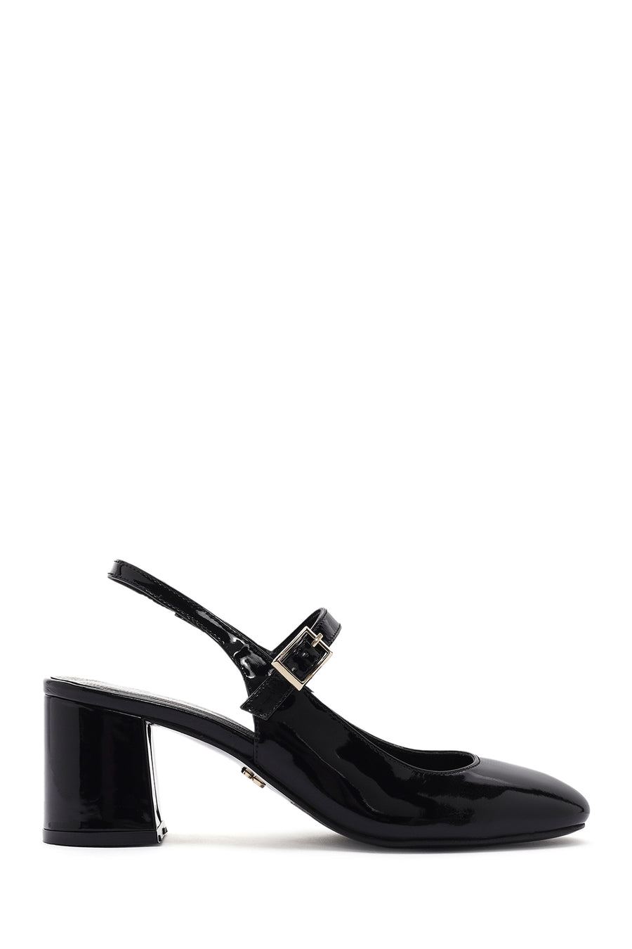 Women's Black Open Back Strappy Heels Patent Leather Stiletto 24SFD161016 | Derimod