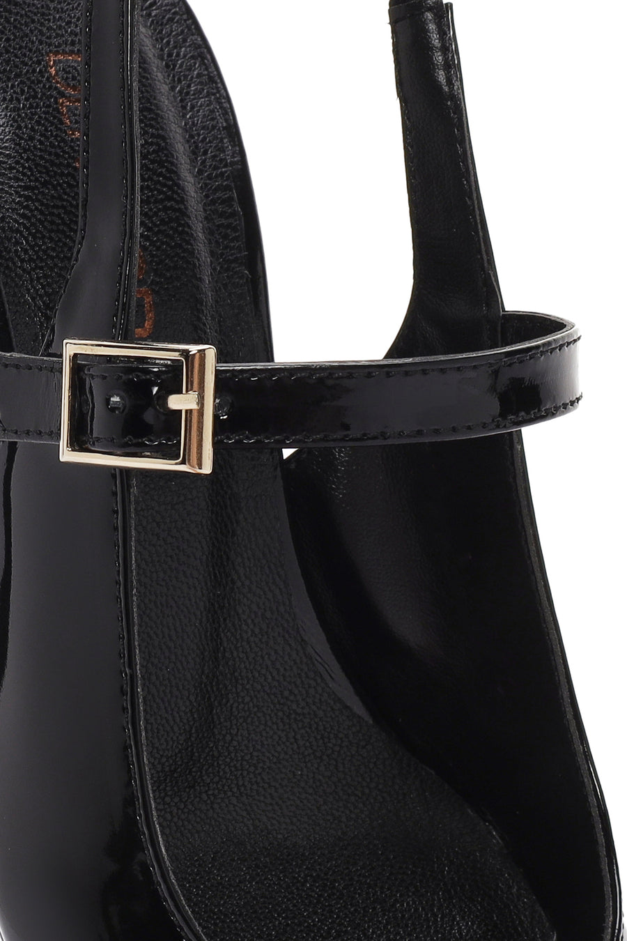 Women's Black Open Back Strappy Heels Patent Leather Stiletto