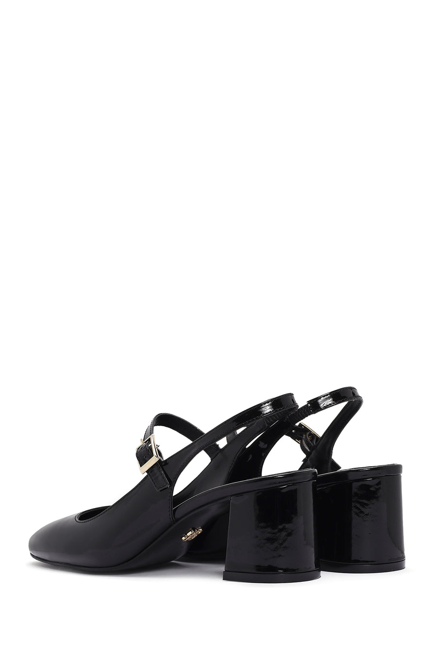 Women's Black Open Back Strappy Heels Patent Leather Stiletto
