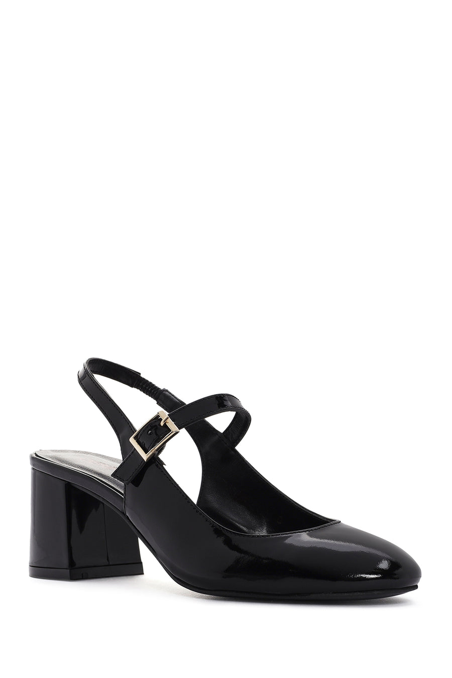 Women's Black Open Back Strappy Heels Patent Leather Stiletto