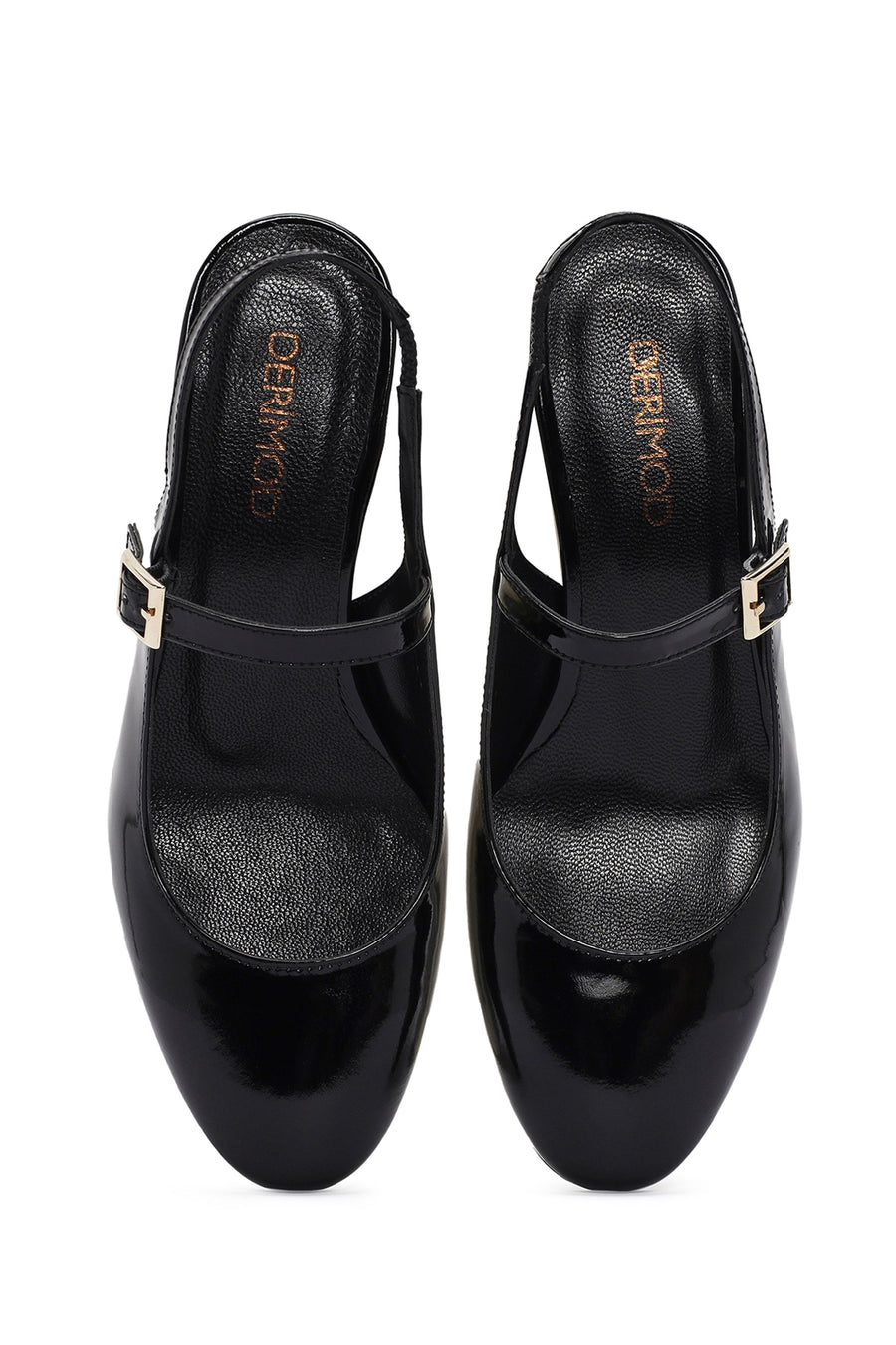 Women's Black Open Back Strappy Heels Patent Leather Stiletto