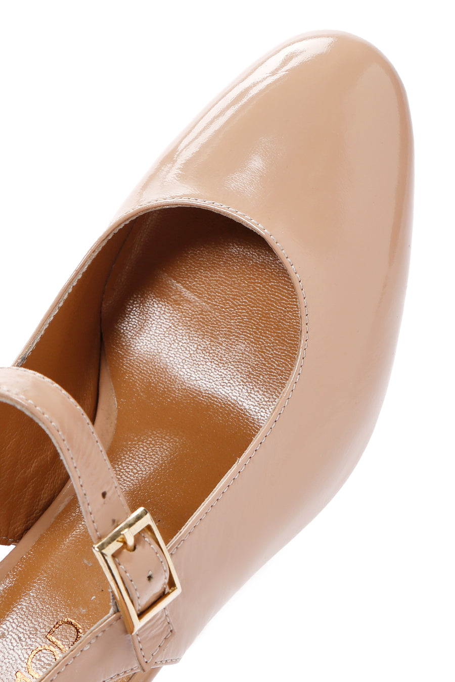 Women's Beige Open Back Strappy Heels Patent Leather Stiletto