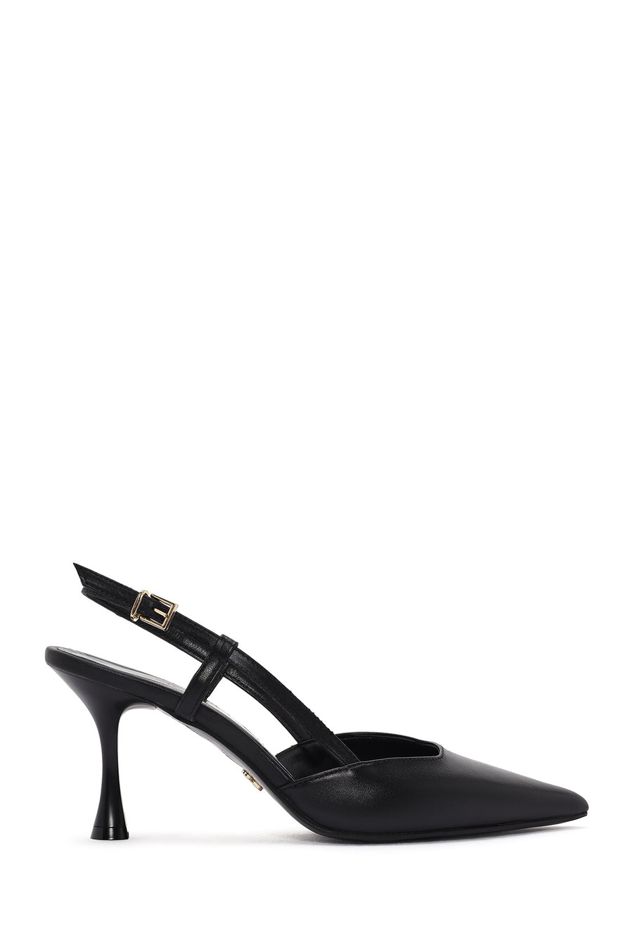 Women's Black Open-Back Heeled Leather Shoes 24SFD161318 | Derimod
