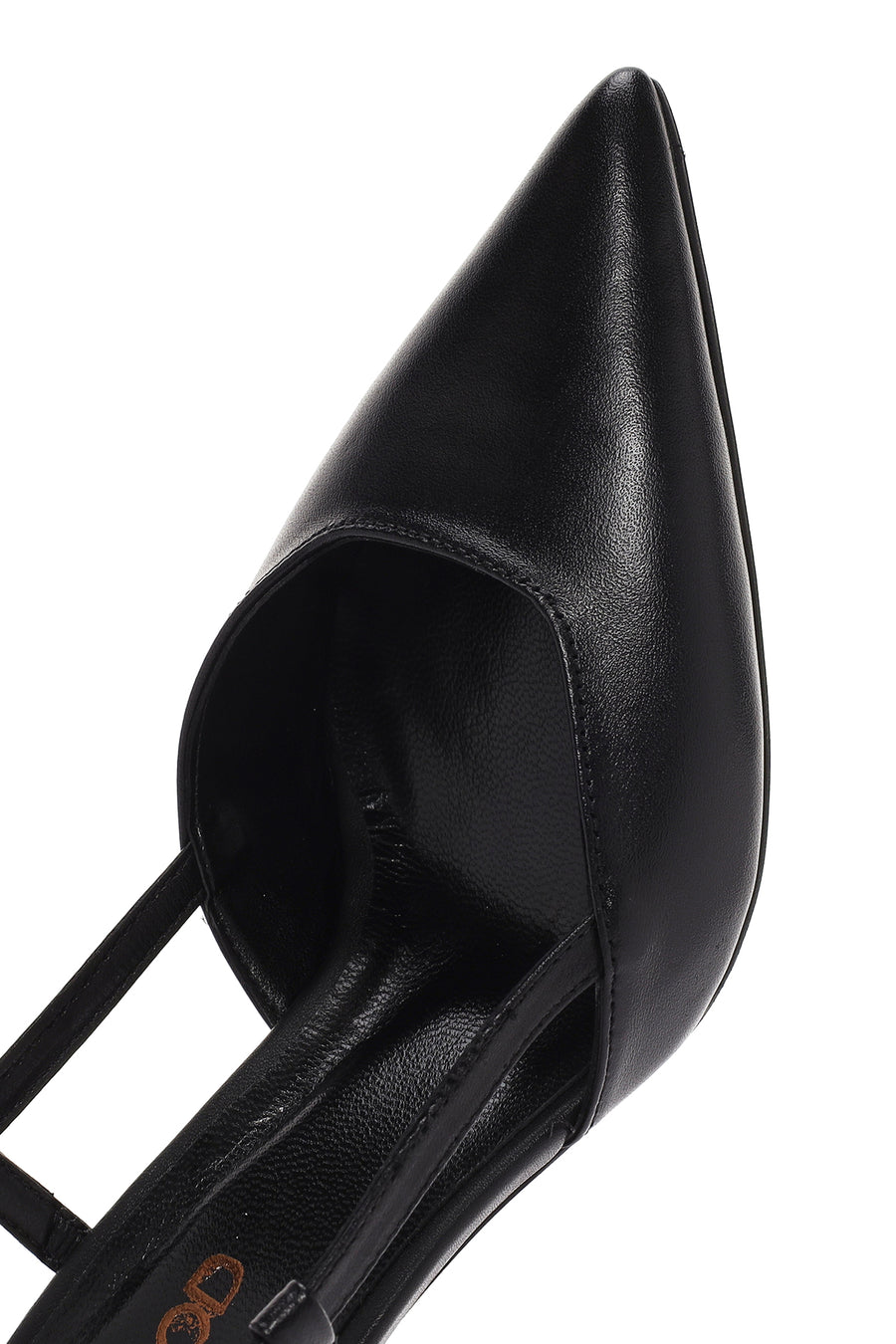 Women's Black Open-Back Heeled Leather Shoes