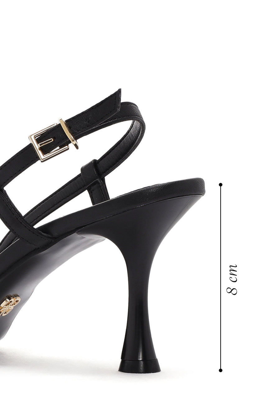 Women's Black Open-Back Heeled Leather Shoes