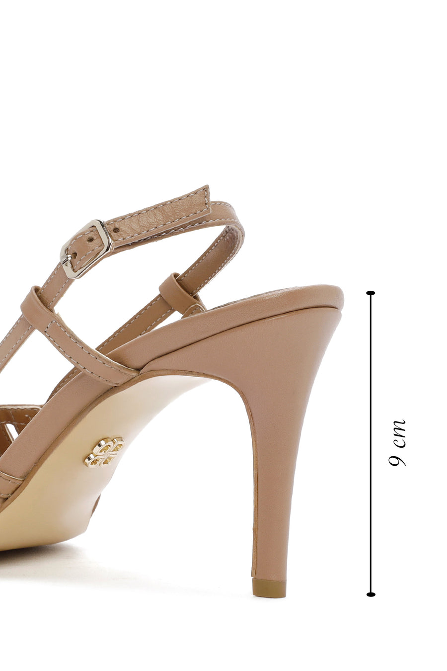 Women's Pink Ankle Strap Open Back Thin Heeled Leather Shoes