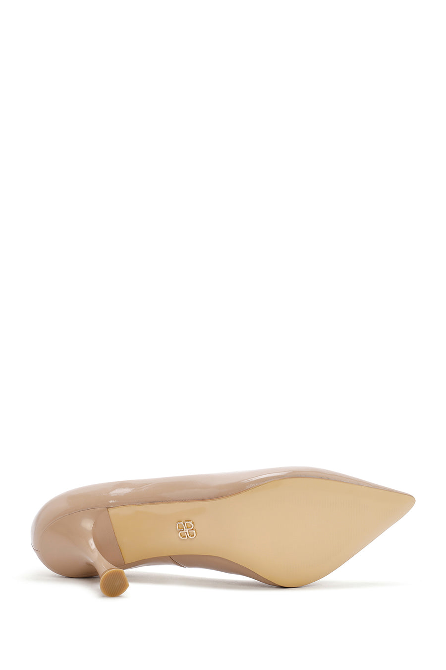 Women's Beige Thin Heeled Patent Leather Stiletto